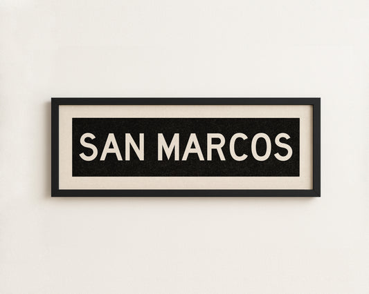 Framed San Marcos Texas Bus Scroll
