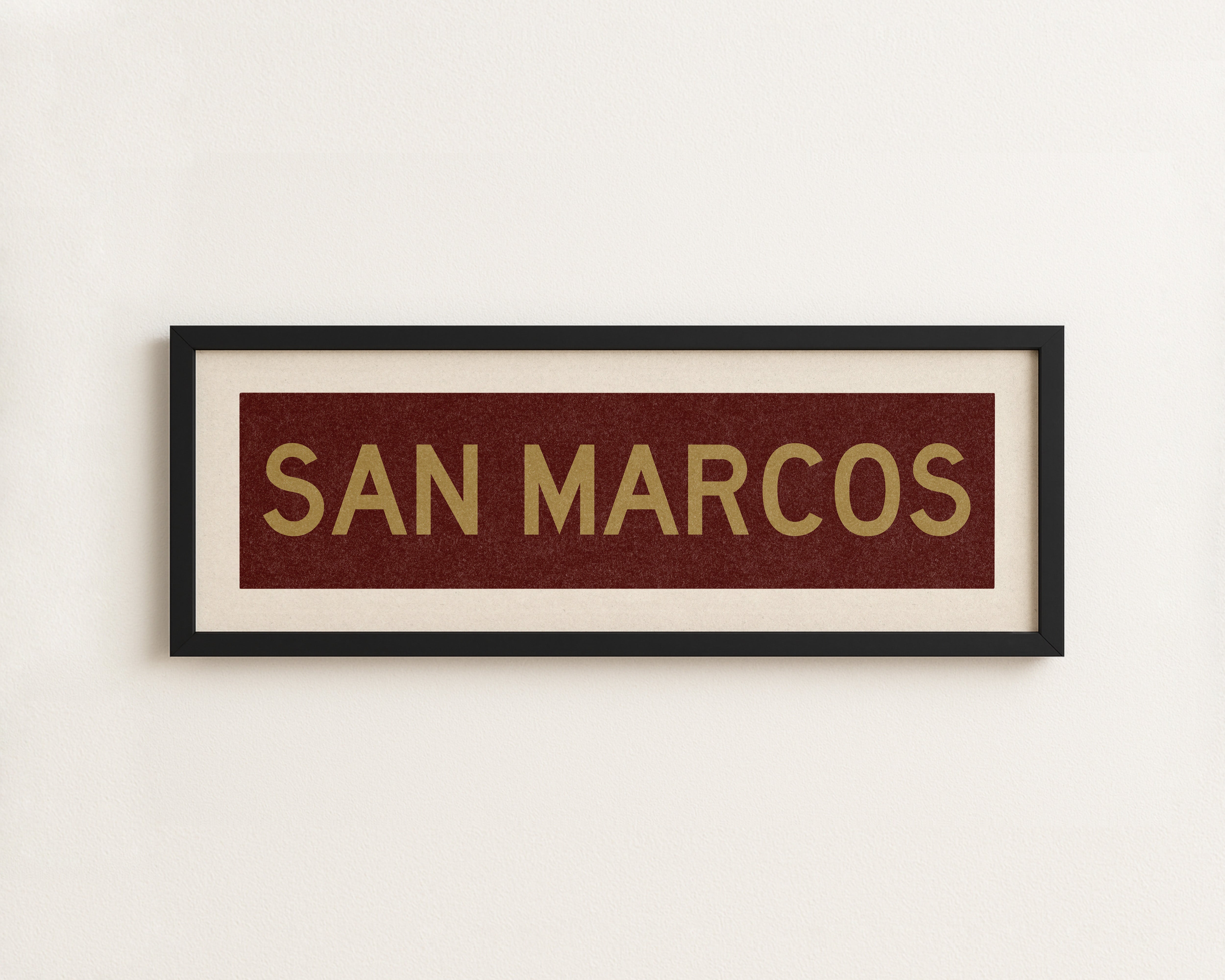 Framed San Marcos Maroon and Gold Bus Scroll - Tejas Country Club