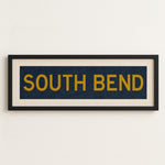 Framed South Bend Navy and Gold Bus Scroll - Tejas Country Club