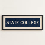 Framed State College Navy Bus Scroll - Tejas Country Club