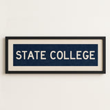 Framed State College Navy Bus Scroll - Tejas Country Club