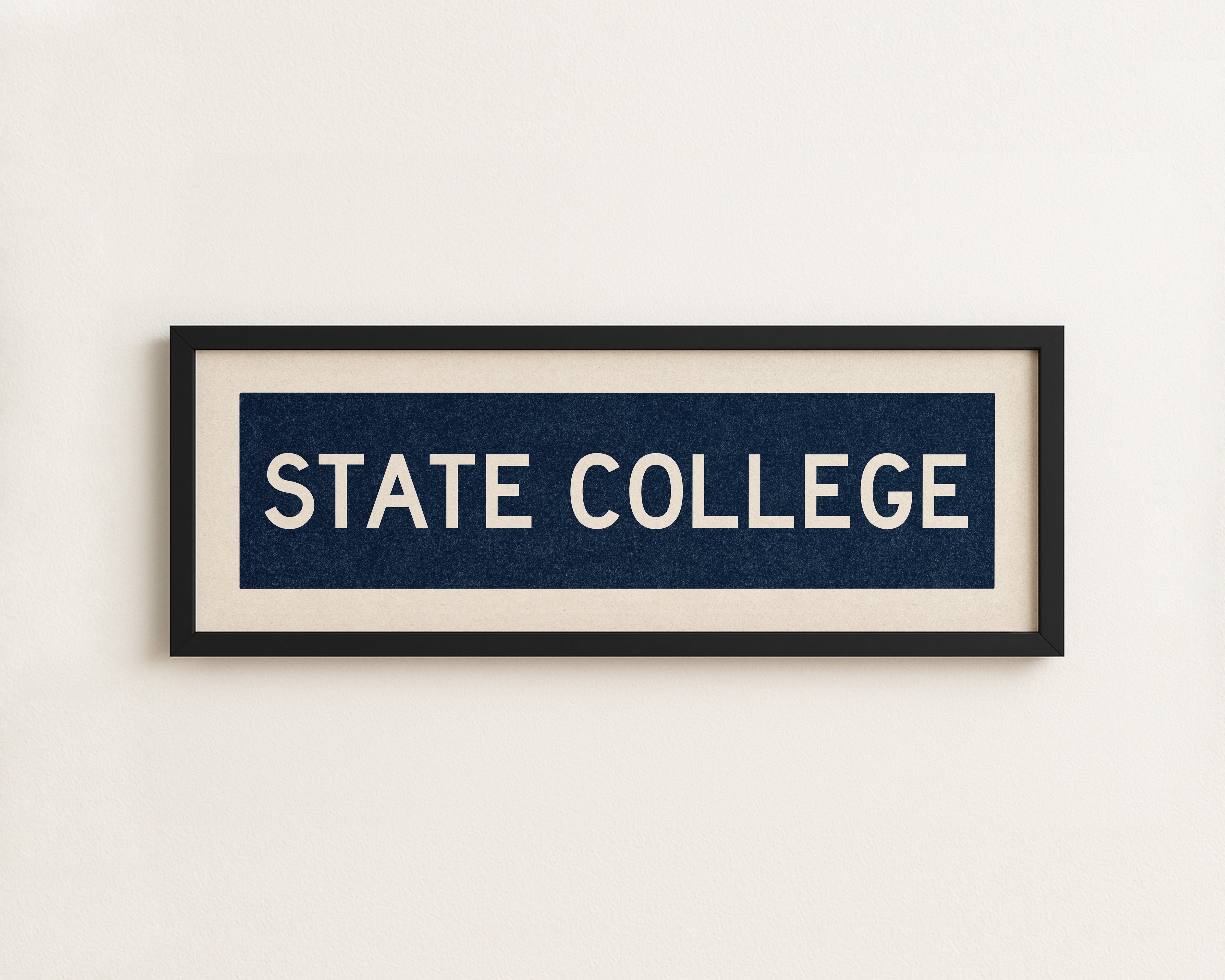 Framed State College Navy Bus Scroll - Tejas Country Club