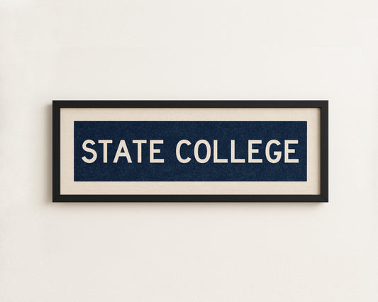 Framed State College Navy Bus Scroll