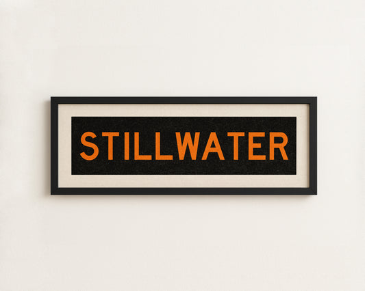 Framed Stillwater Orange Bus Scroll