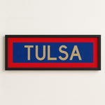 Framed Tulsa Red Blue and Gold Bus Scroll - Tejas Country Club