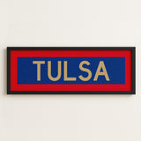 Framed Tulsa Red Blue and Gold Bus Scroll - Tejas Country Club
