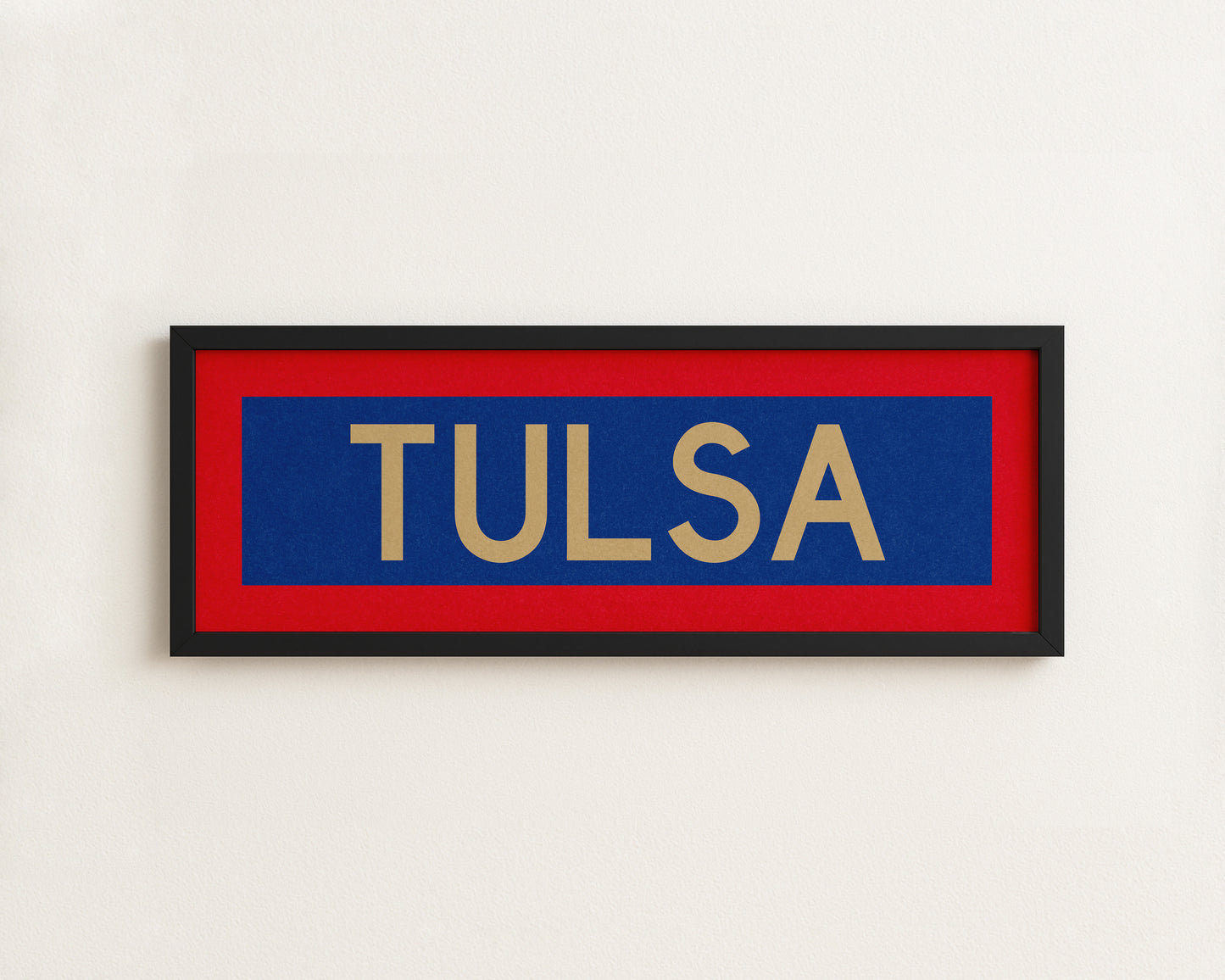 Framed Tulsa Red Blue and Gold Bus Scroll - Tejas Country Club