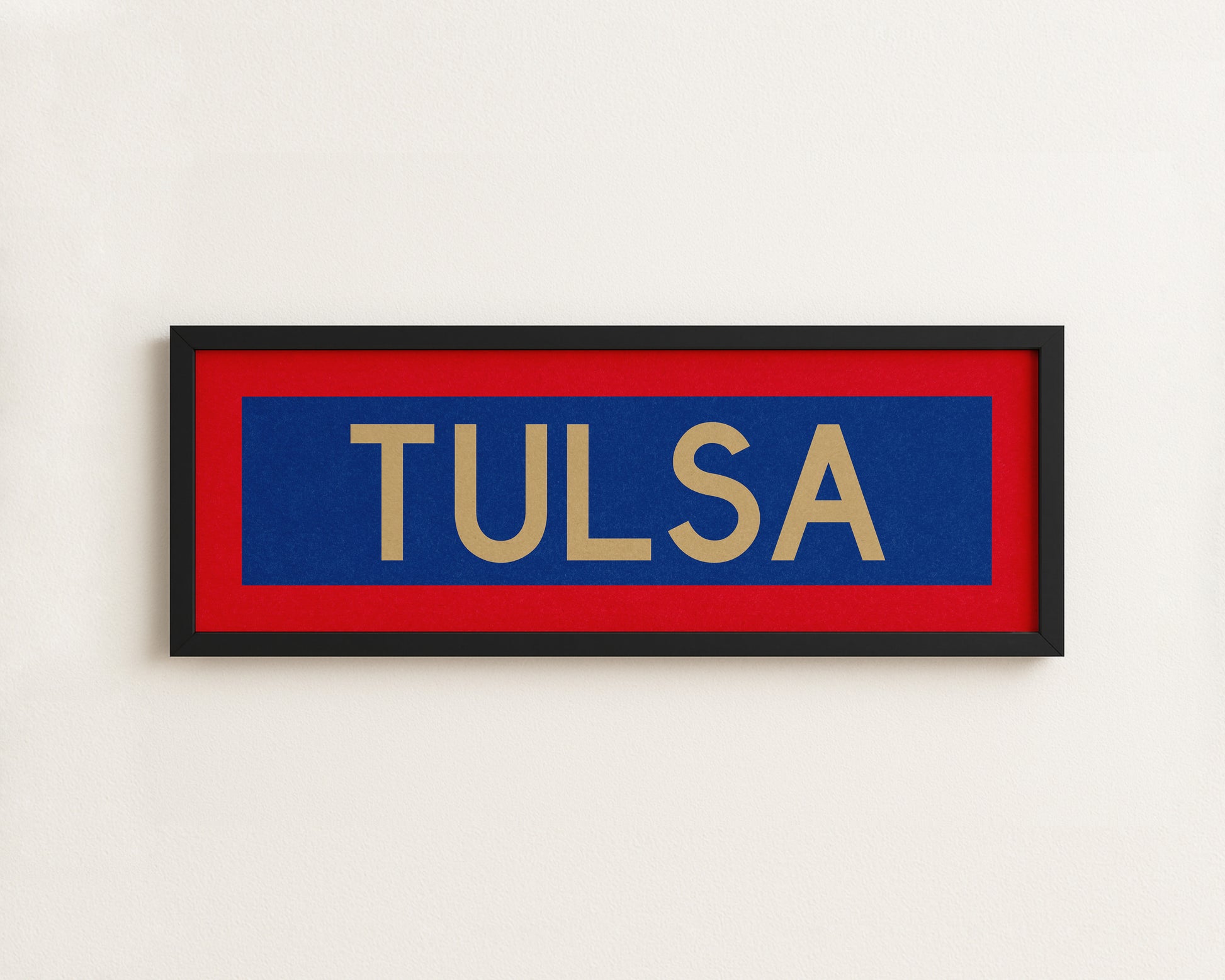 Framed Tulsa Red Blue and Gold Bus Scroll - Tejas Country Club
