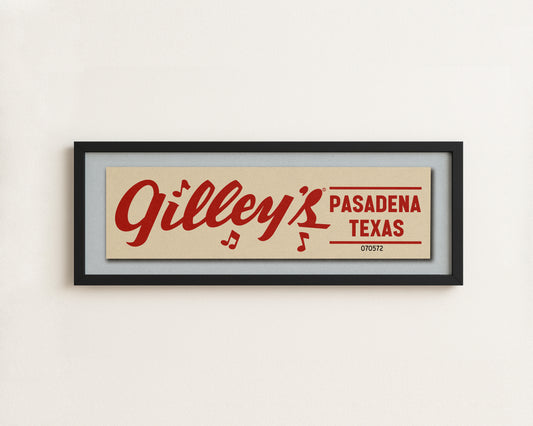 Framed Vintage Gilley's Bumper Sticker Art Print