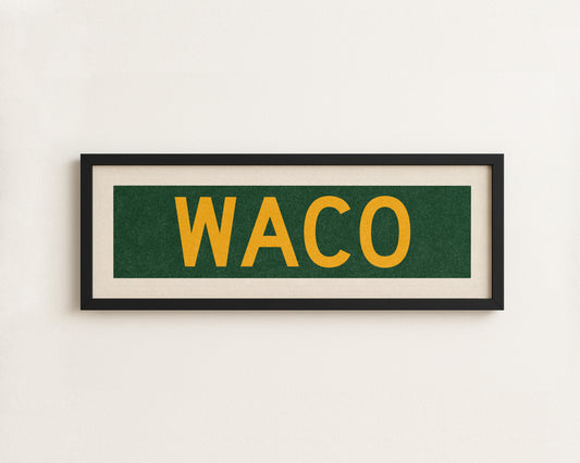 Framed Waco Green Bus Scroll