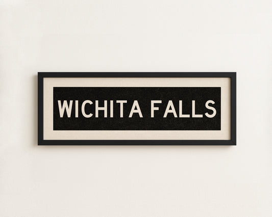 Framed Wichita Falls Bus Scroll Sign
