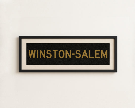 Framed Winston Salem Black & Gold Bus Scroll