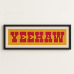 Framed YEEHAW Sign Gold & Red Art Print - Tejas Country Club