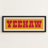 Framed YEEHAW Sign Gold & Red Art Print - Tejas Country Club