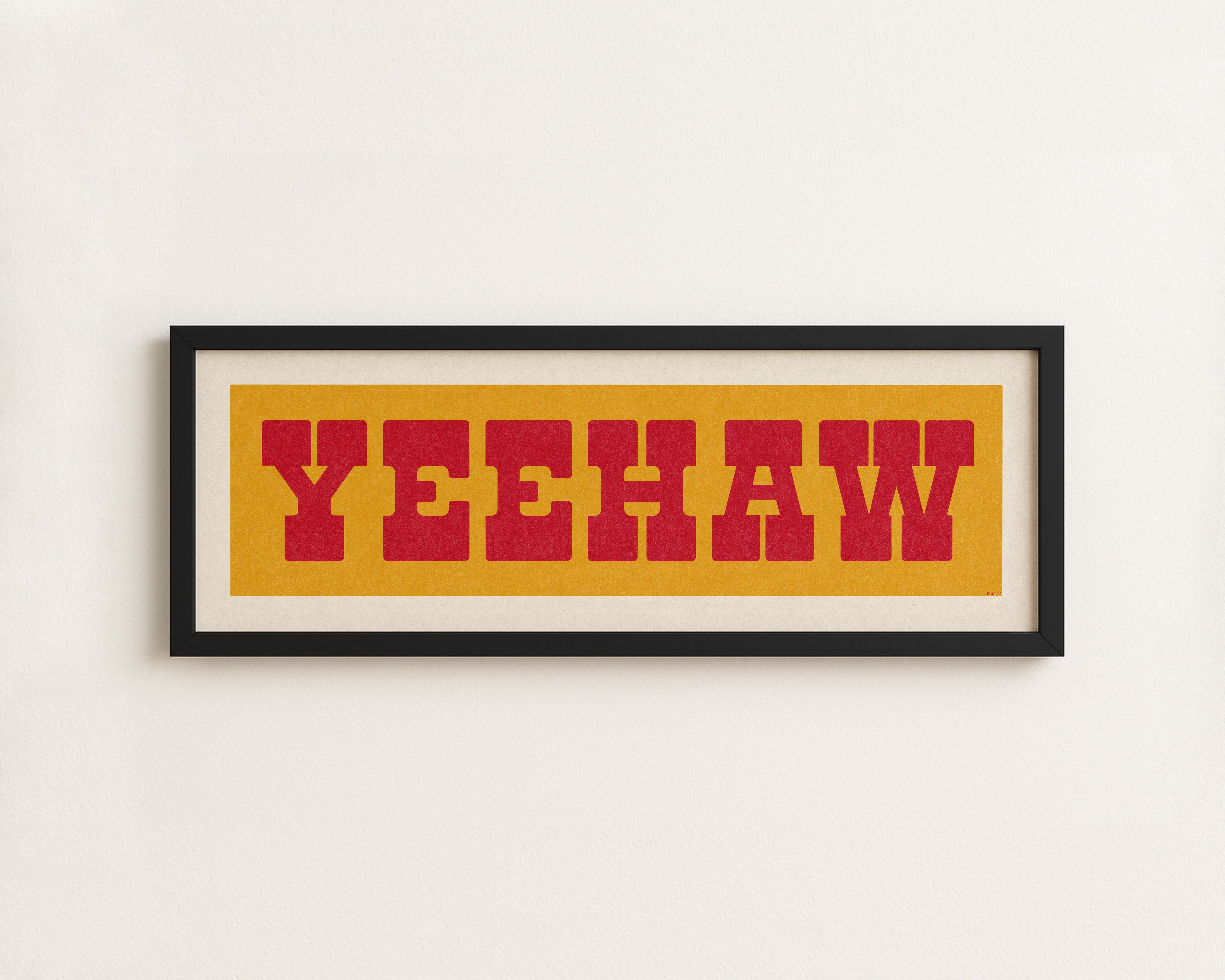 Framed YEEHAW Sign Gold & Red Art Print - Tejas Country Club