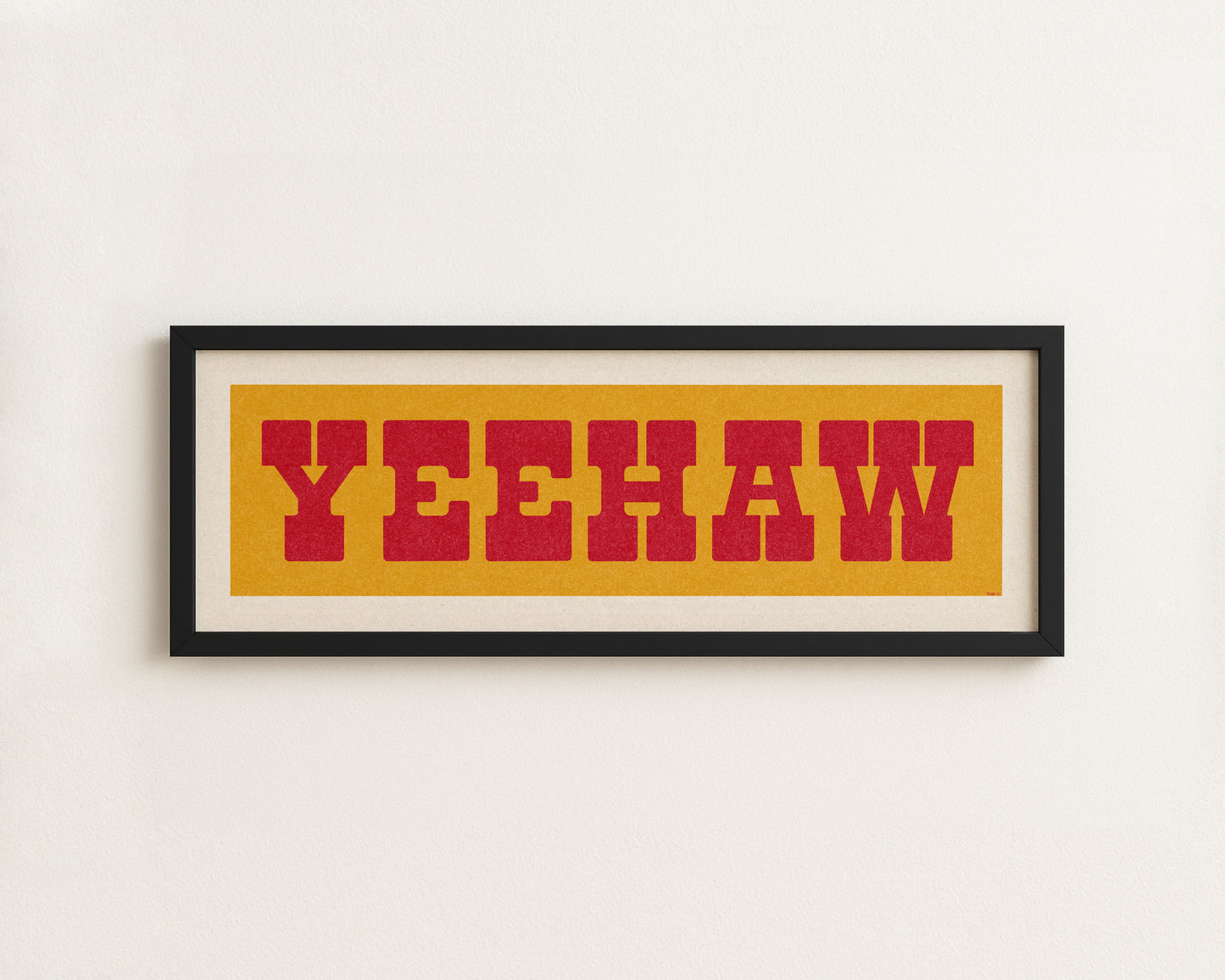 Framed YEEHAW Sign Gold & Red Art Print