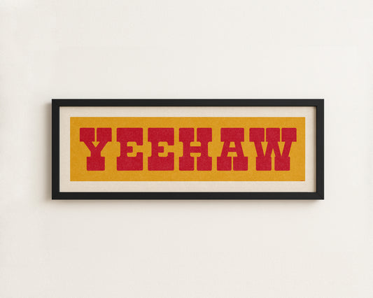 Framed YEEHAW Sign Gold & Red Art Print