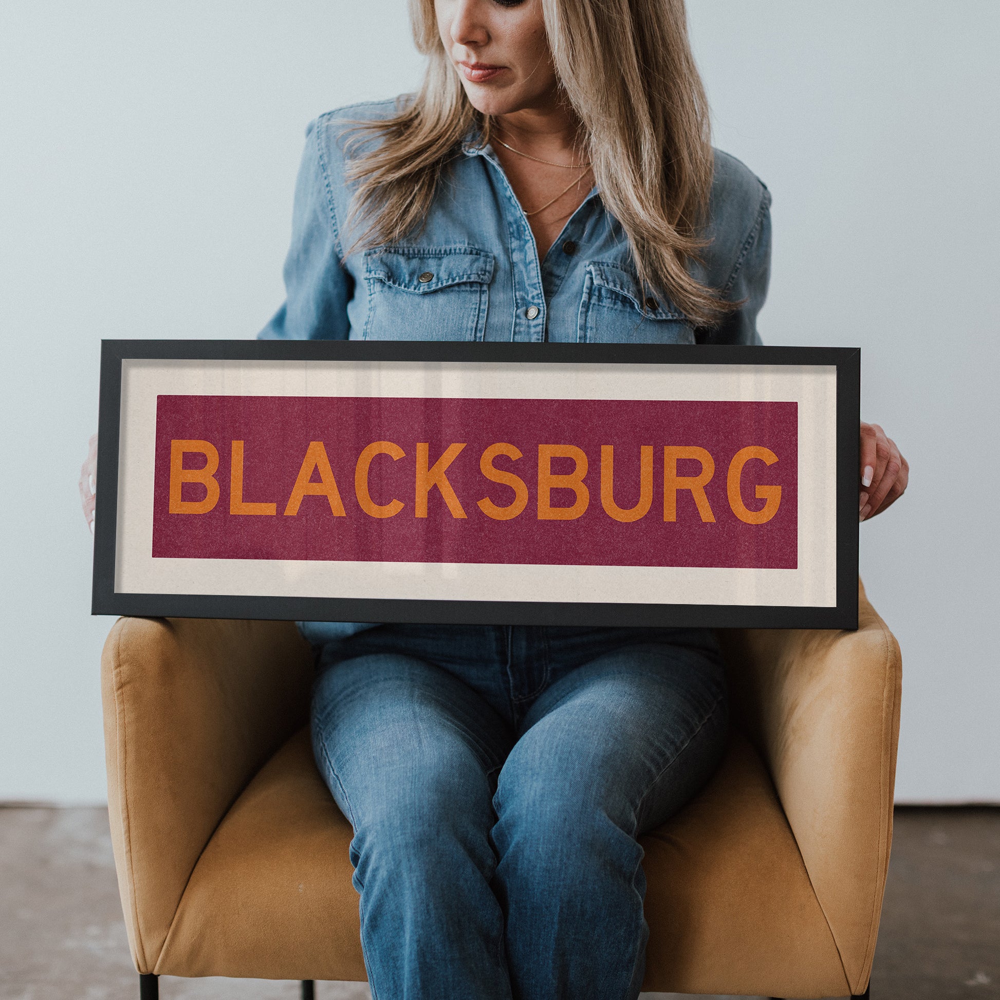 Framed Blacksburg Maroon Bus Scroll - Tejas Country Club