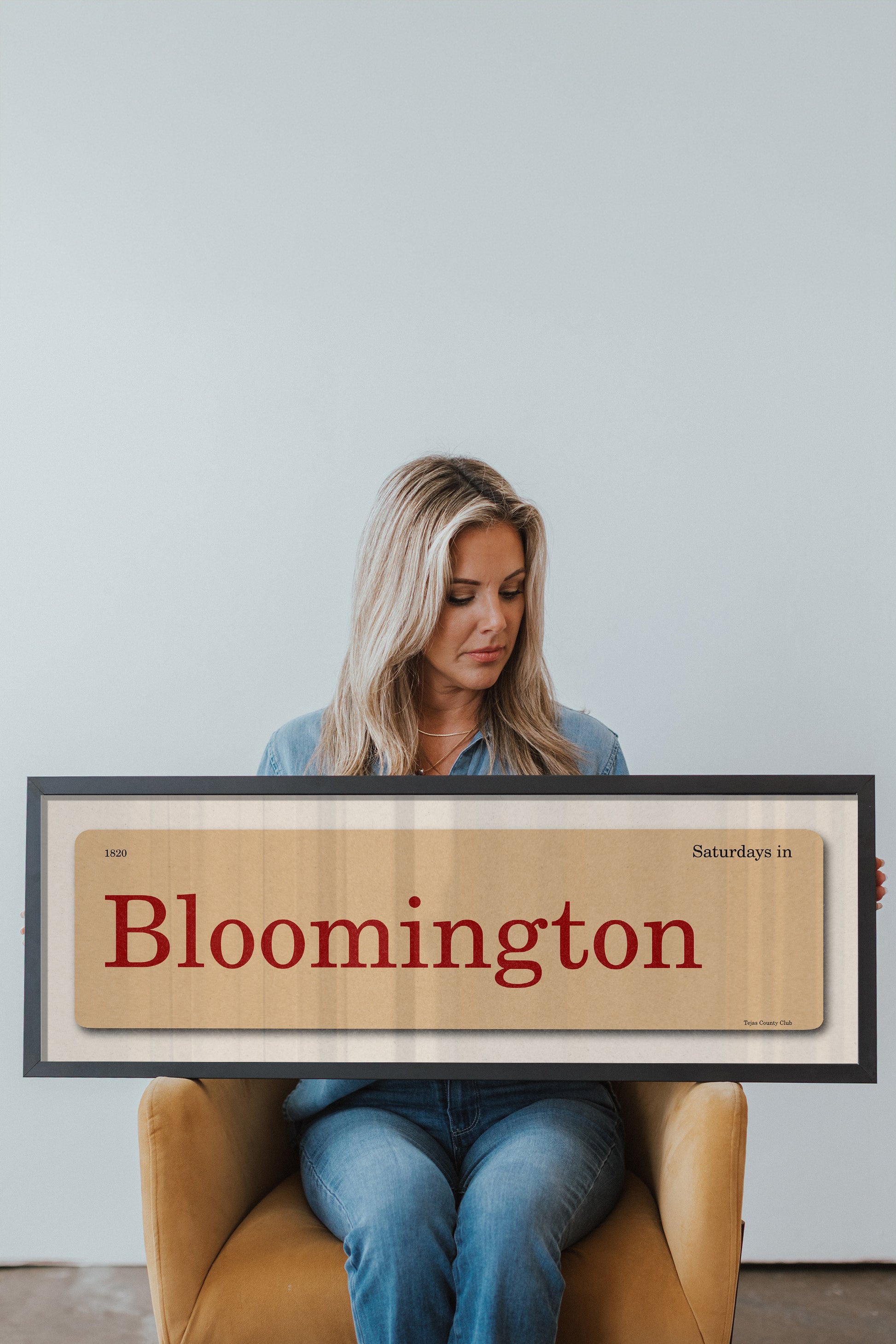 Saturdays in Bloomington, Indiana Vintage Flash Card Framed Print - Tejas Country Club
