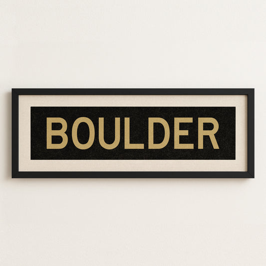 Framed Boulder Black and Gold Bus Scroll - Tejas Country Club
