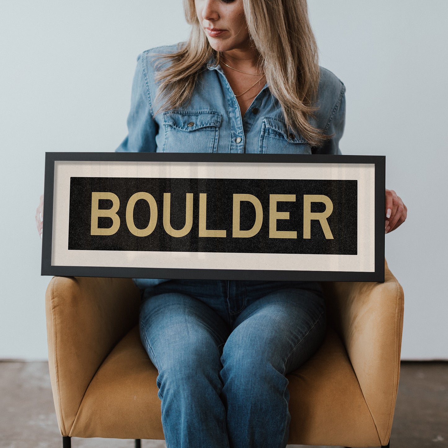 Framed Boulder Black and Gold Bus Scroll - Tejas Country Club