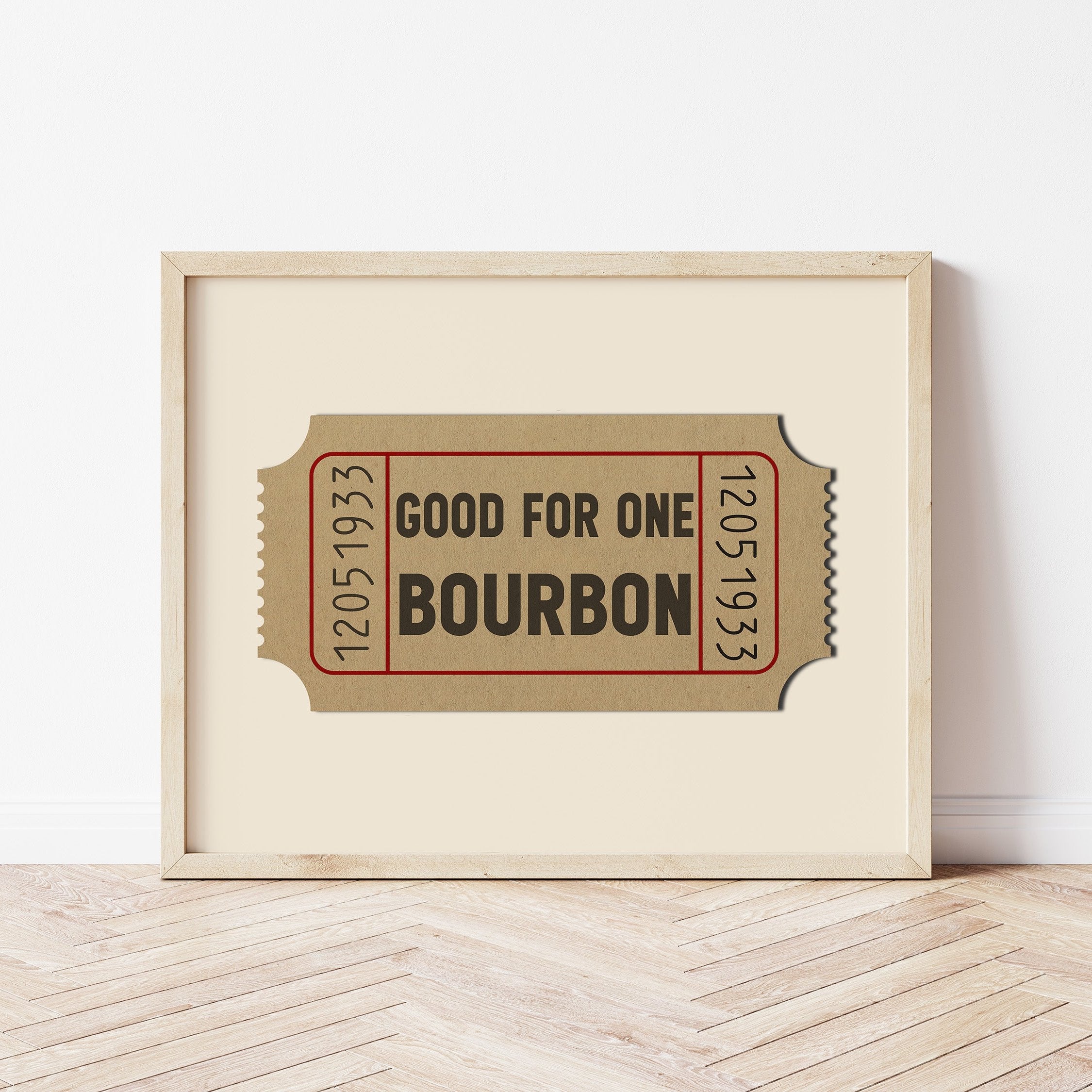 Good For One Bourbon Ticket Stub Art Print - Tejas Country Club