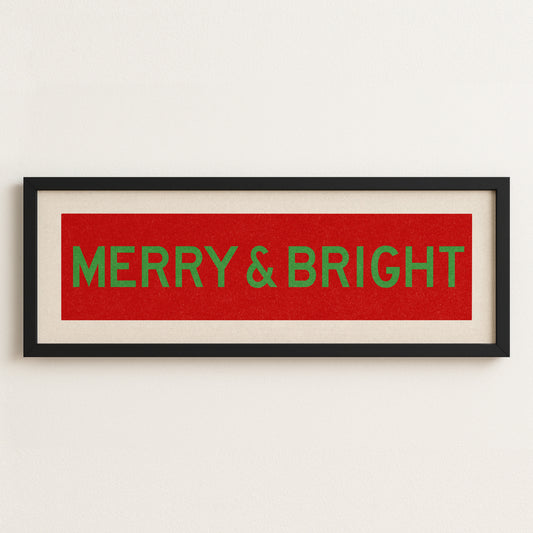 Framed Merry & Bright Red Green Christmas Art Print