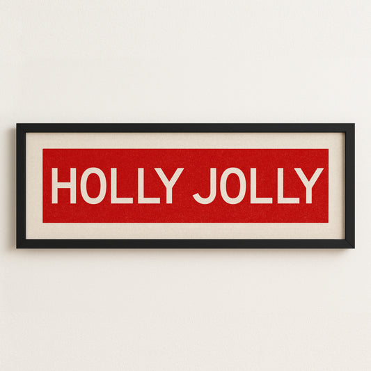 Framed Holly Jolly Red Christmas Art Print