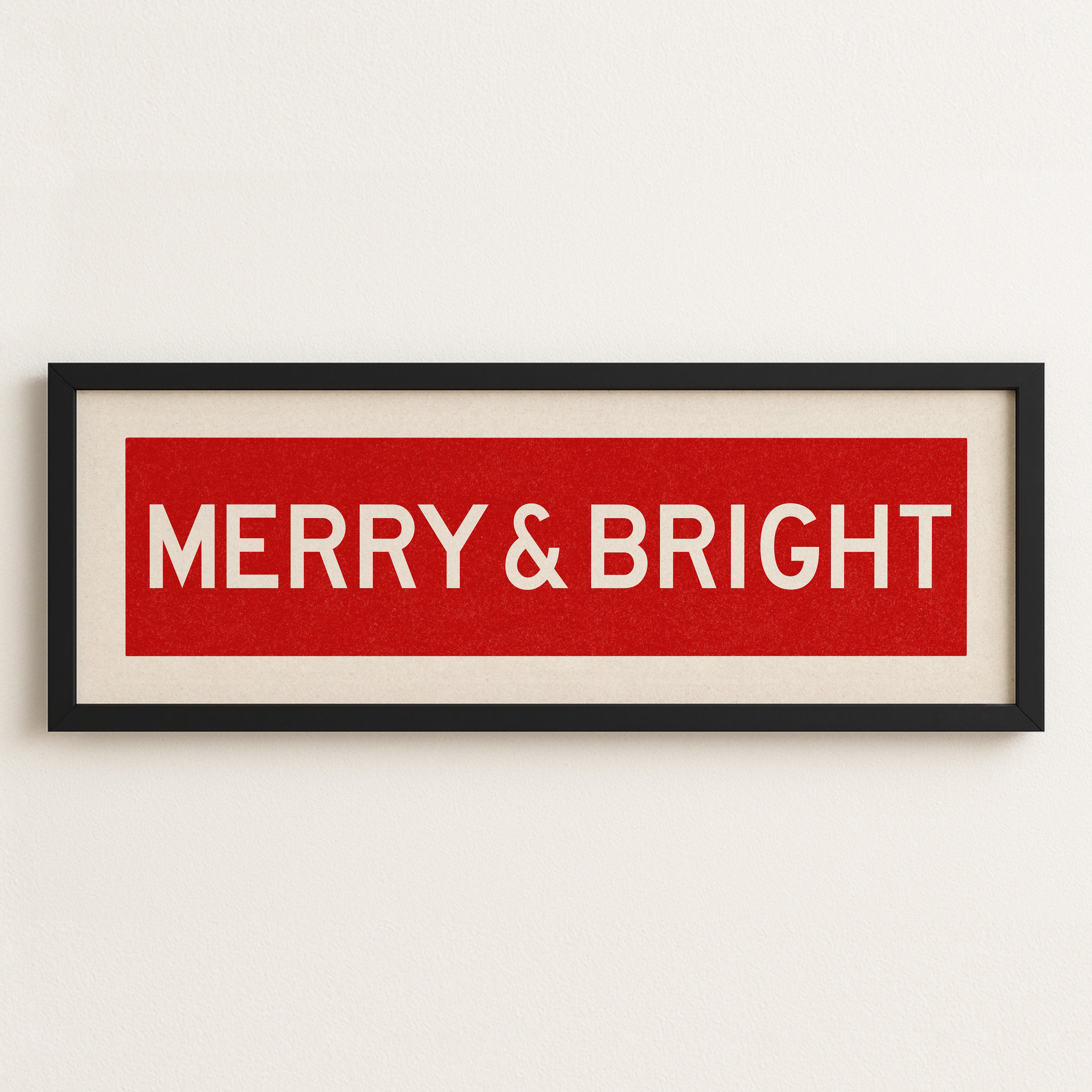 Framed Merry & Bright Red Christmas Art Print - Tejas Country Club