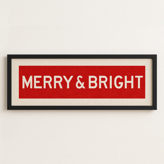 Framed Merry & Bright Red Christmas Art Print - Tejas Country Club