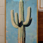 Saguaro Cactus Oil Painting Print Blue Background - Tejas Country Club