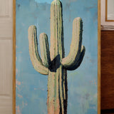 Saguaro Cactus Oil Painting Print Blue Background - Tejas Country Club
