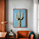 Saguaro Cactus Oil Painting Print Blue Background - Tejas Country Club