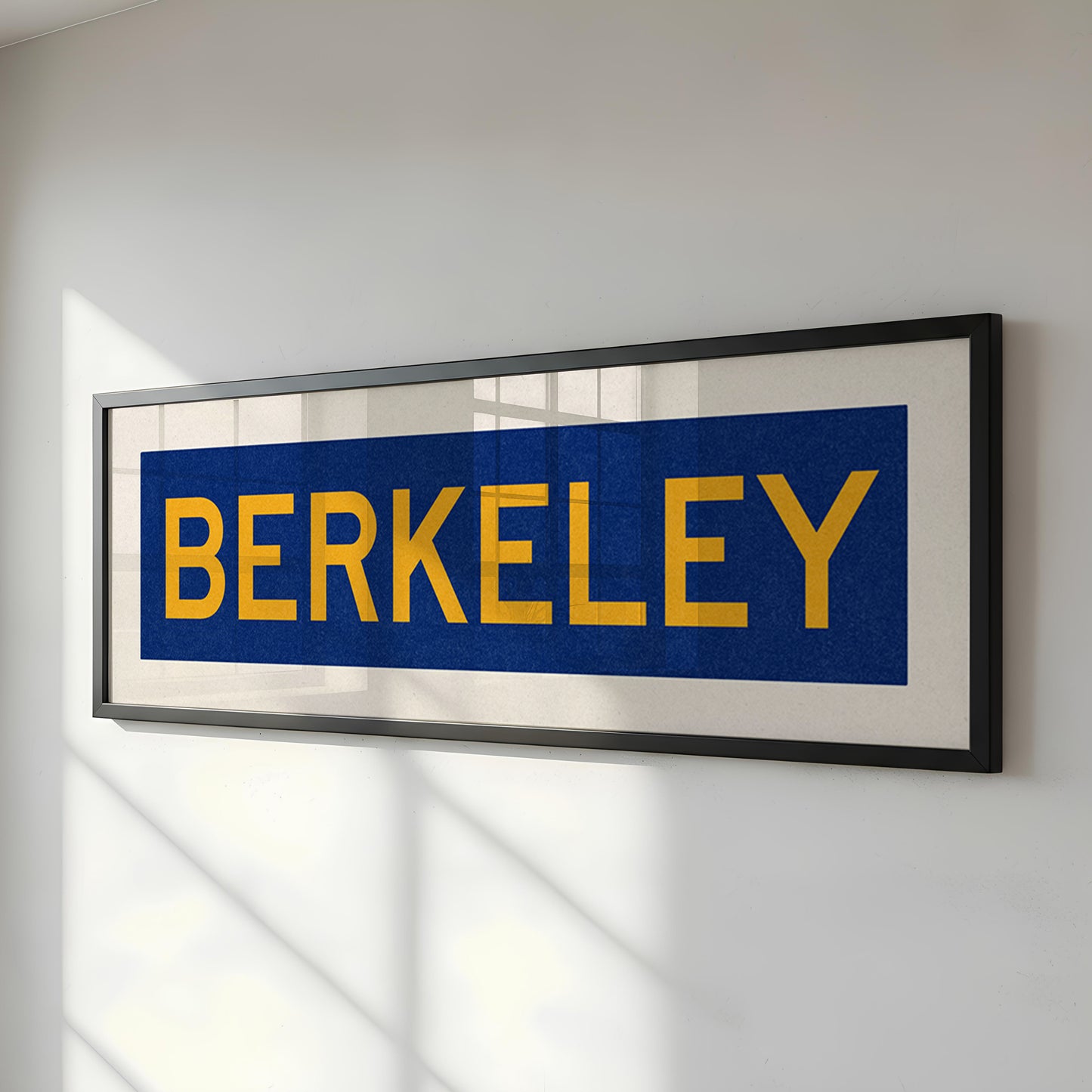 Framed Blue and Gold Berkeley California Bus Scroll - Tejas Country Club