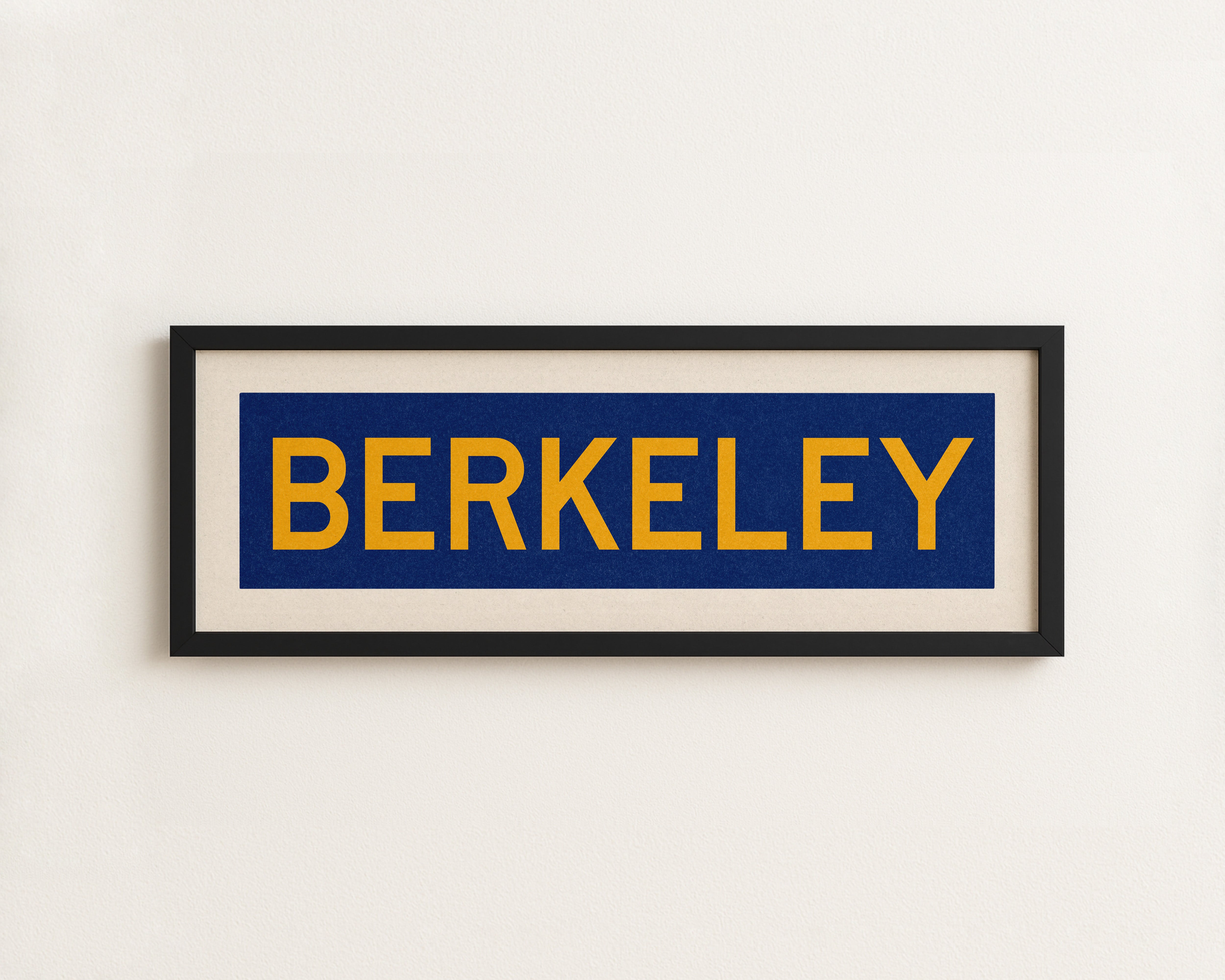 Framed Blue and Gold Berkeley California Bus Scroll - Tejas Country Club