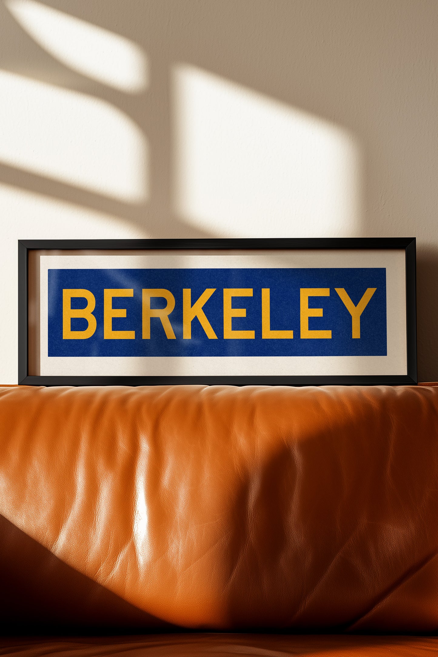 Framed Blue and Gold Berkeley California Bus Scroll - Tejas Country Club