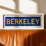 Framed Blue and Gold Berkeley California Bus Scroll - Tejas Country Club