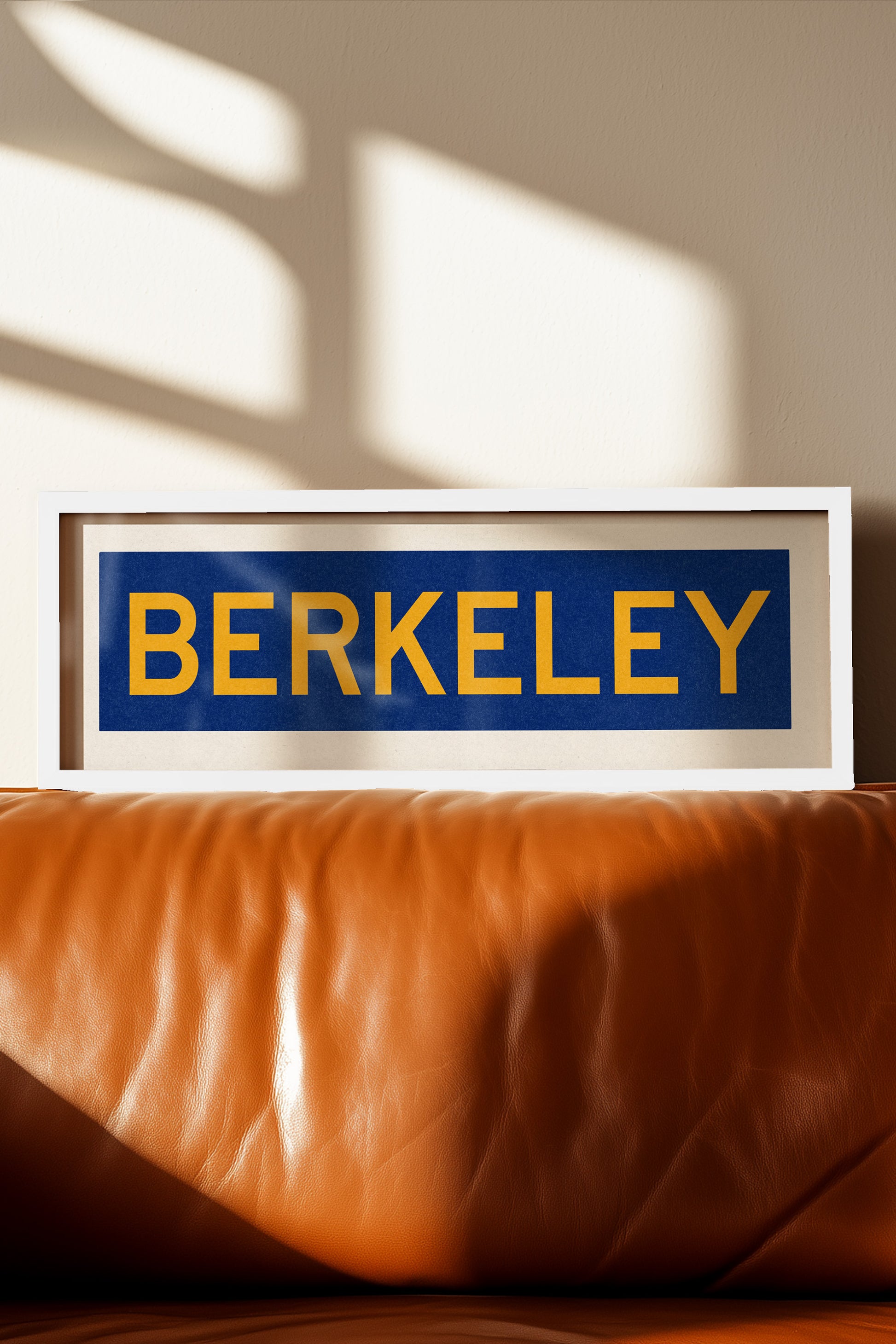 Framed Blue and Gold Berkeley California Bus Scroll - Tejas Country Club