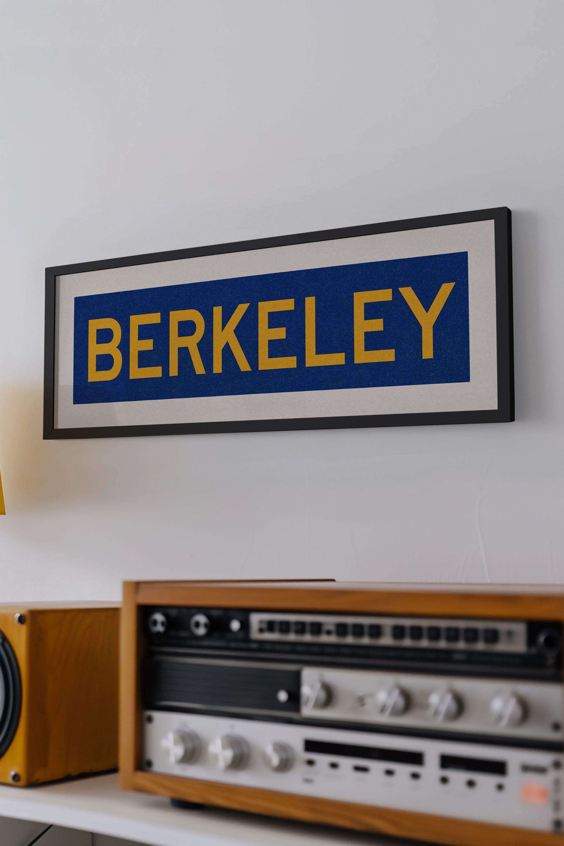 Framed Blue and Gold Berkeley California Bus Scroll - Tejas Country Club