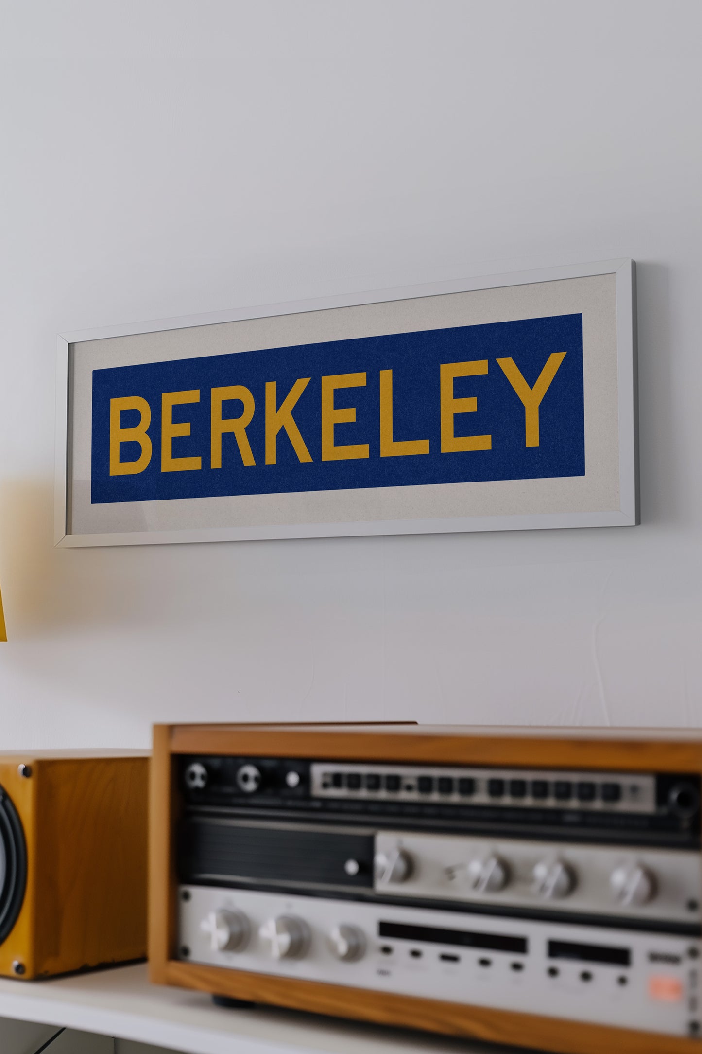 Framed Blue and Gold Berkeley California Bus Scroll - Tejas Country Club