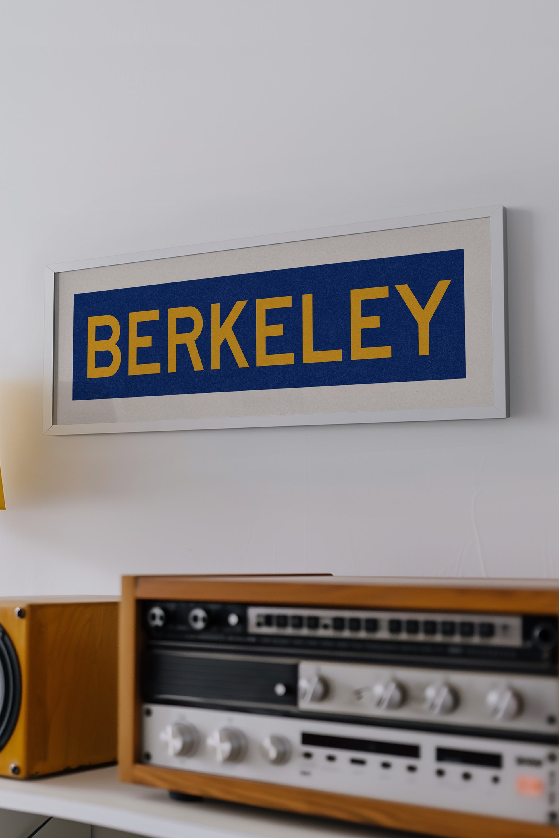Framed Blue and Gold Berkeley California Bus Scroll - Tejas Country Club