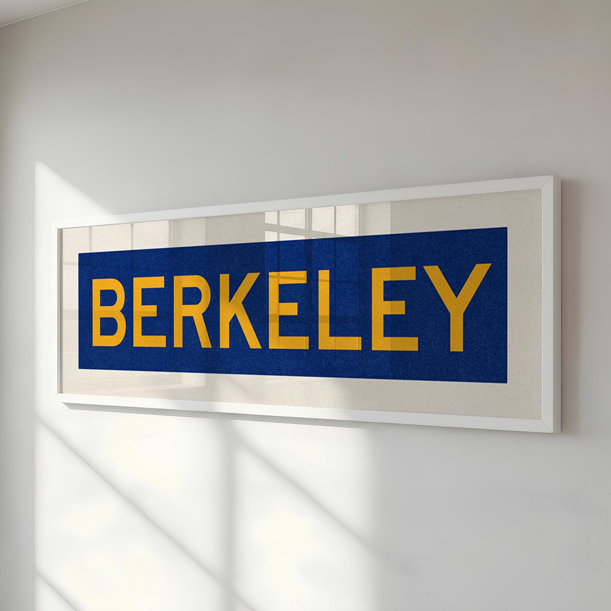 Framed Blue and Gold Berkeley California Bus Scroll - Tejas Country Club