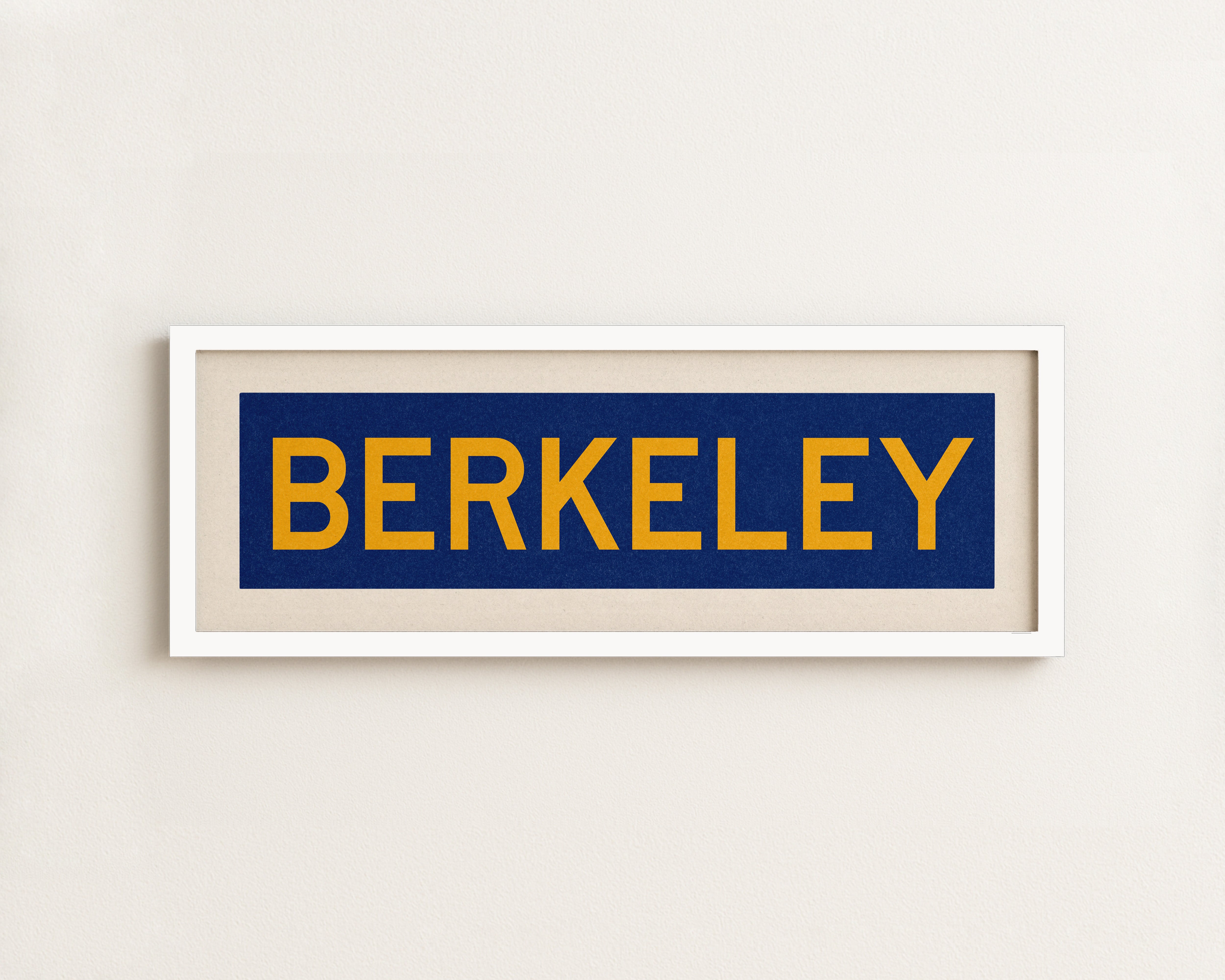 Framed Blue and Gold Berkeley California Bus Scroll - Tejas Country Club