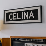 Framed Celina Bus Scroll Sign