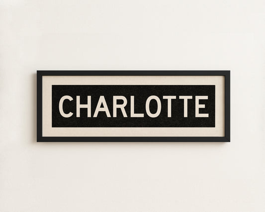 Framed Charlotte North Carolina Bus Scroll