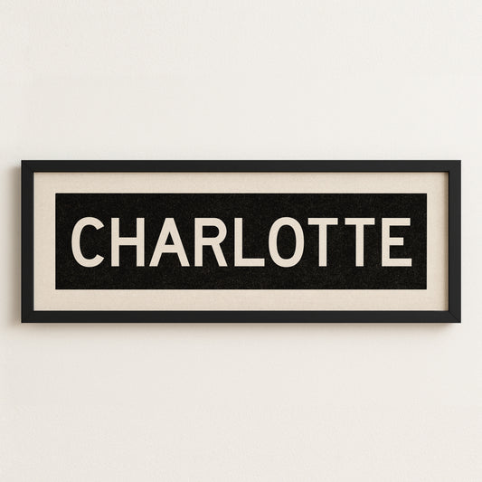 Framed Charlotte North Carolina Bus Scroll