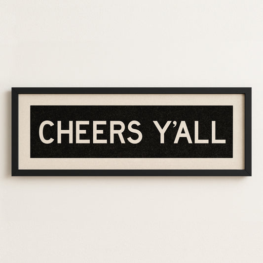 Framed Cheers Y'all Bus Scroll Sign - Tejas Country Club