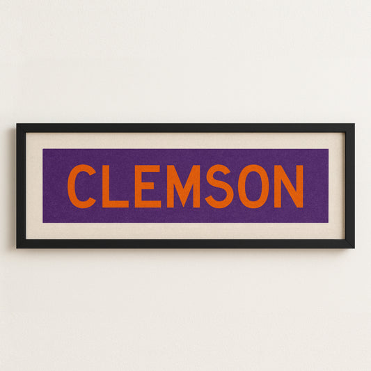 Framed Clemson Purple and Orange Bus Scroll - Tejas Country Club
