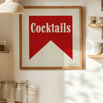 Cocktails Banner Tab Typography Square Bar Art Print - Tejas Country Club
