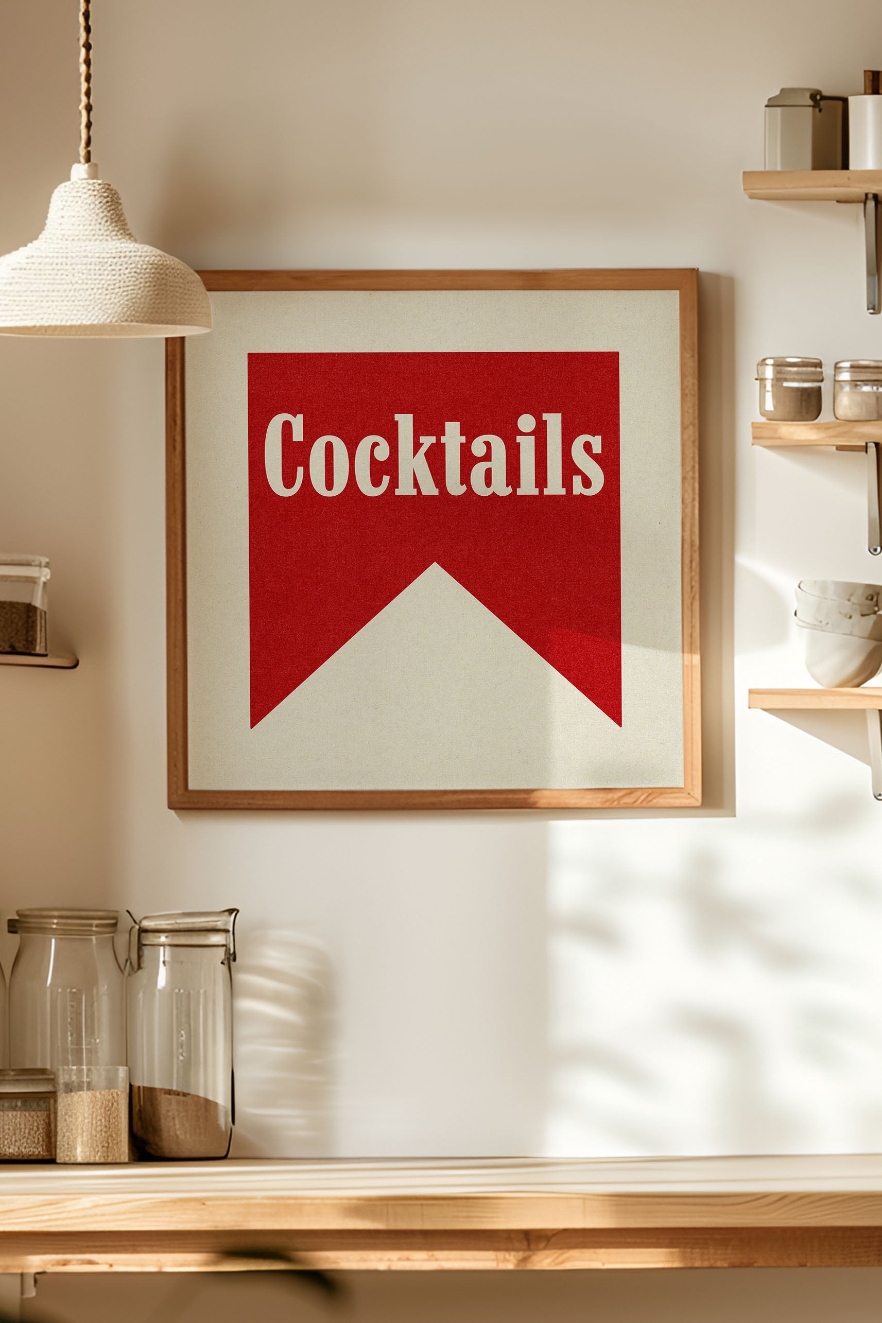 Cocktails Banner Tab Typography Square Bar Art Print - Tejas Country Club